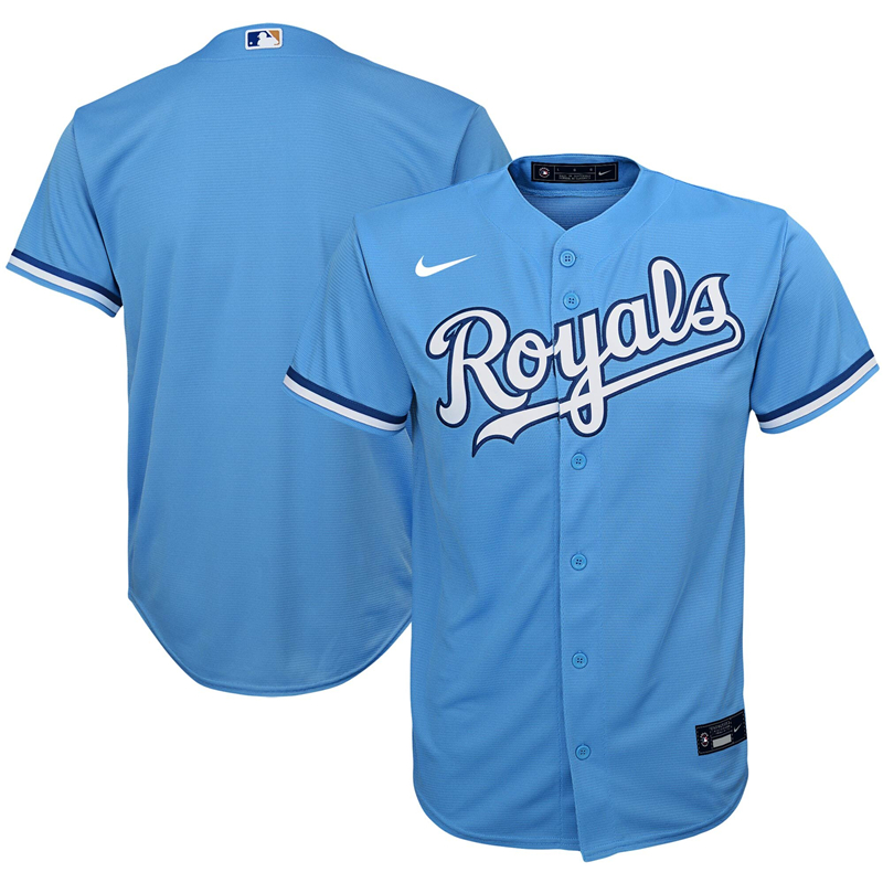 2020 MLB Youth Kansas City Royals Nike Light Blue Alternate 2020 Replica Team Jersey 1->youth mlb jersey->Youth Jersey
